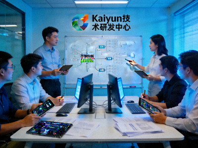 Kaiyun集团技术研发团队正在讨论体育赛事直播技术方案 - 技术团队工作场景