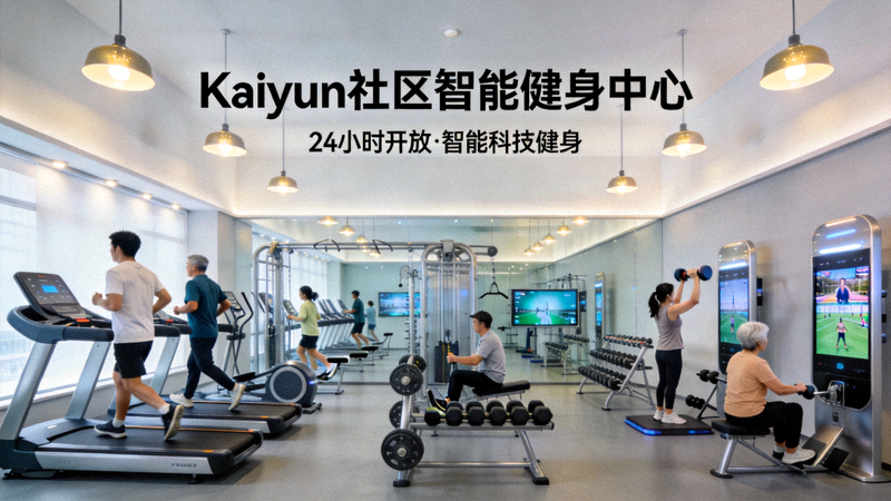 Kaiyun社区智能健身中心 - 明亮宽敞的健身房内人们使用各种智能健身设备